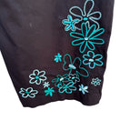 Switch Style &amp; Co Womens Black Teal Floral Embroidered Top Cropped Stretch Pants Set L 3 image