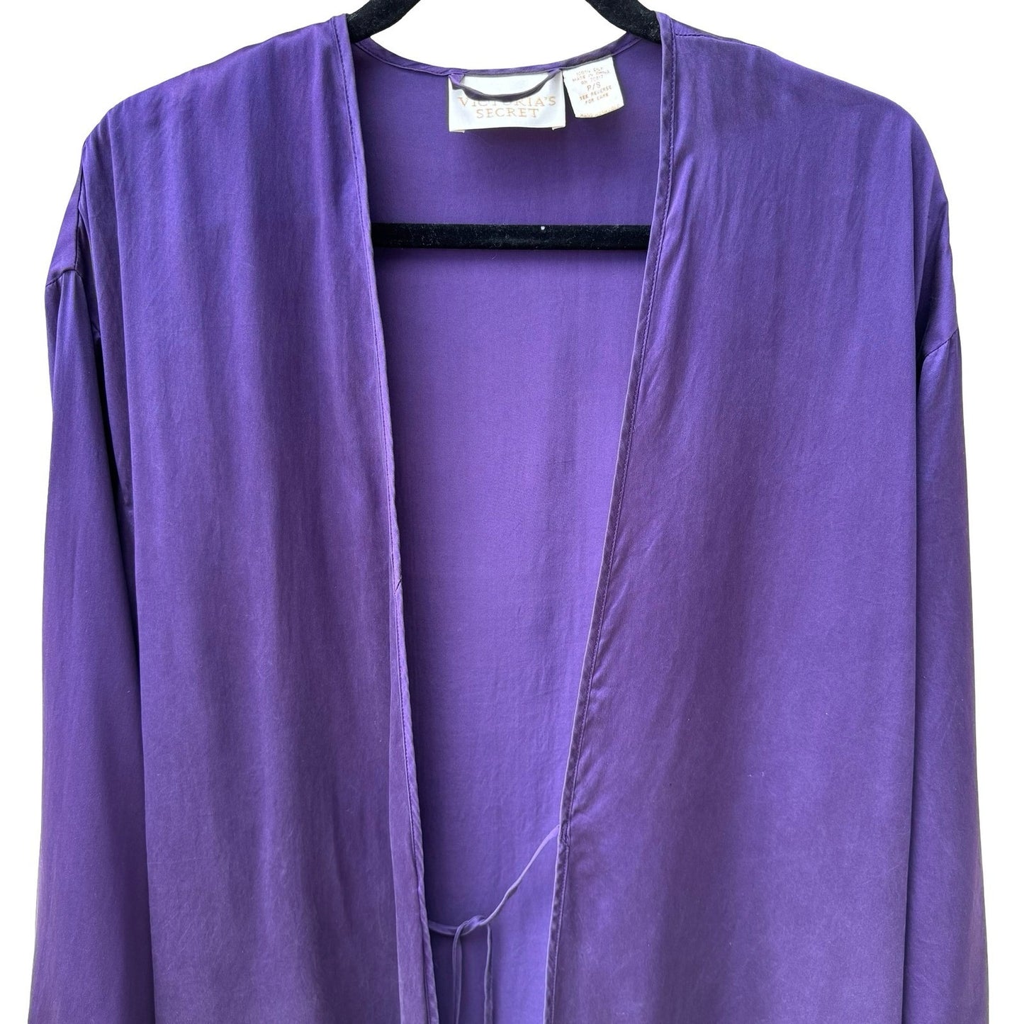 Victorias Secret Vintage Gold Label 100% Silk Robe Purple Kimono Loungewear P/S