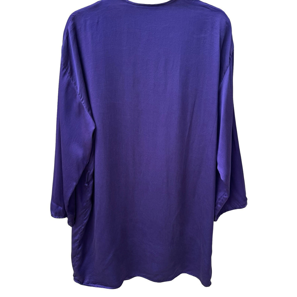 Victorias Secret Vintage Gold Label 100% Silk Robe Purple Kimono Loungewear P/S