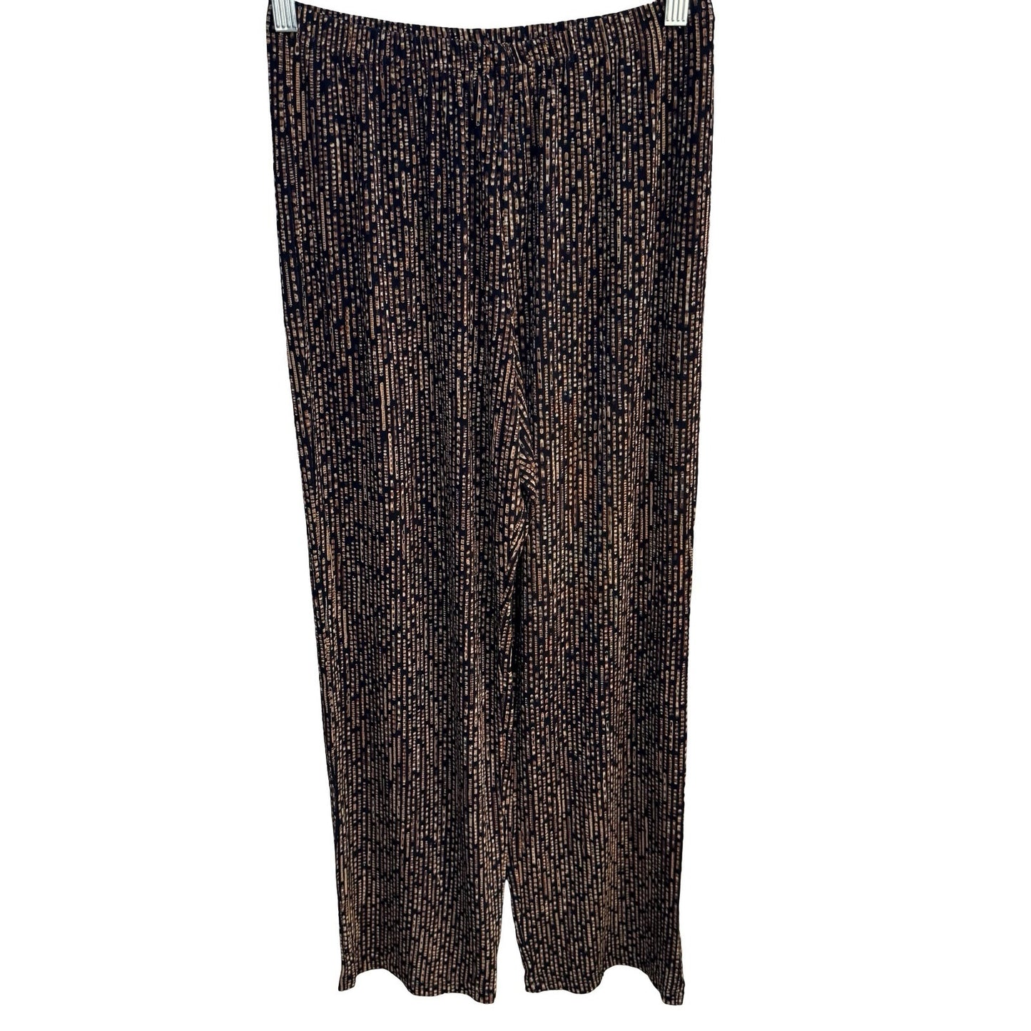 Coldwater Creek Womens Medium Wide Leg Pants Brown Black Striped Elastic Waist