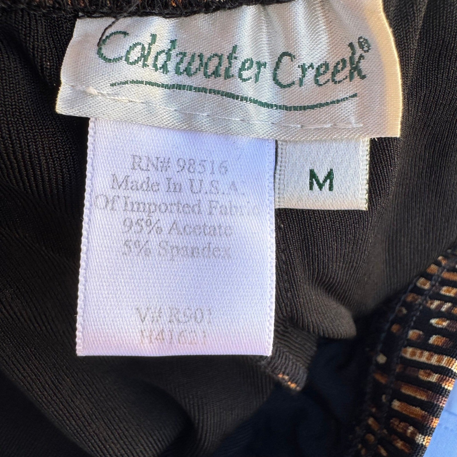 Coldwater Creek Womens Medium Wide Leg Pants Brown Black Striped Elastic Waist