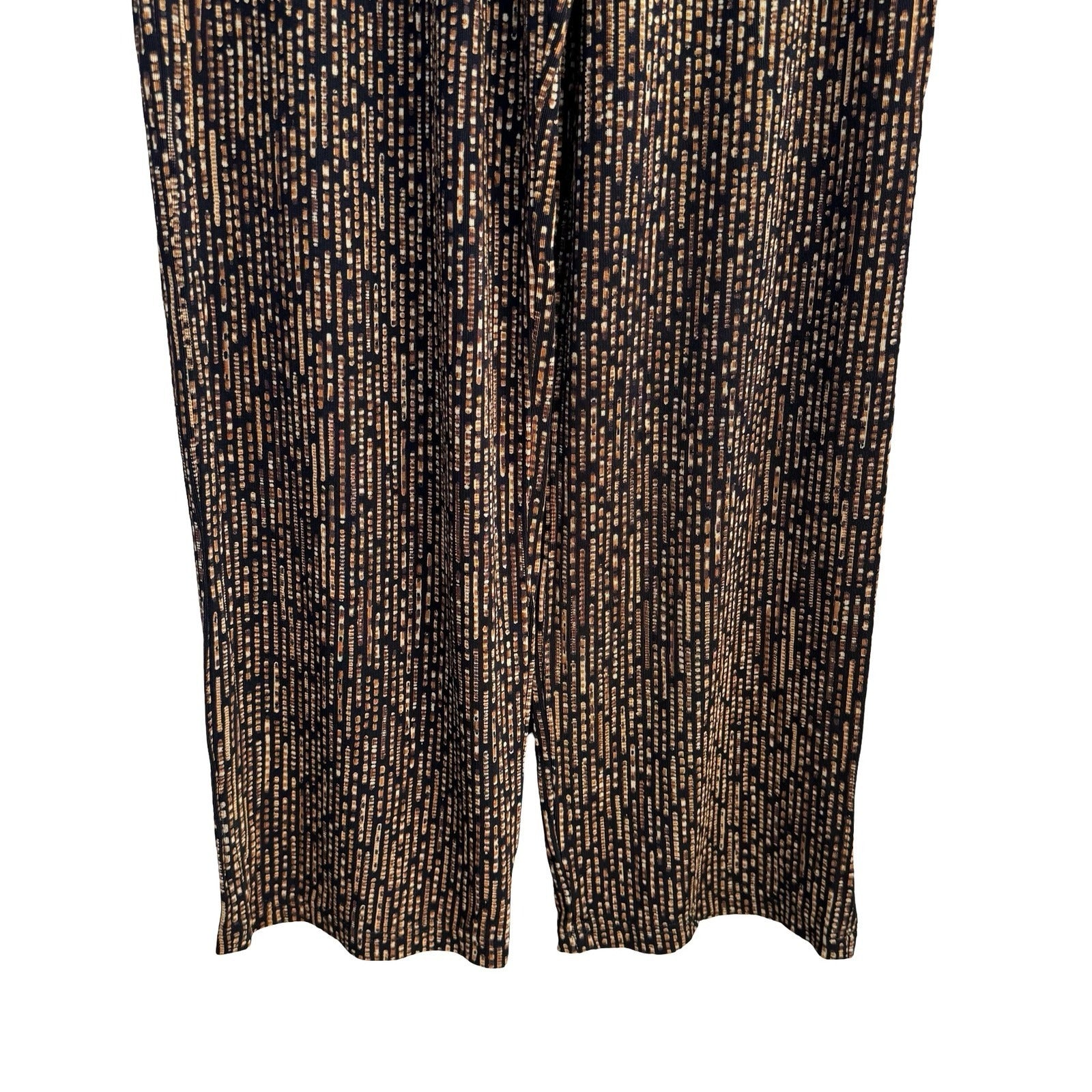Coldwater Creek Womens Medium Wide Leg Pants Brown Black Striped Elastic Waist