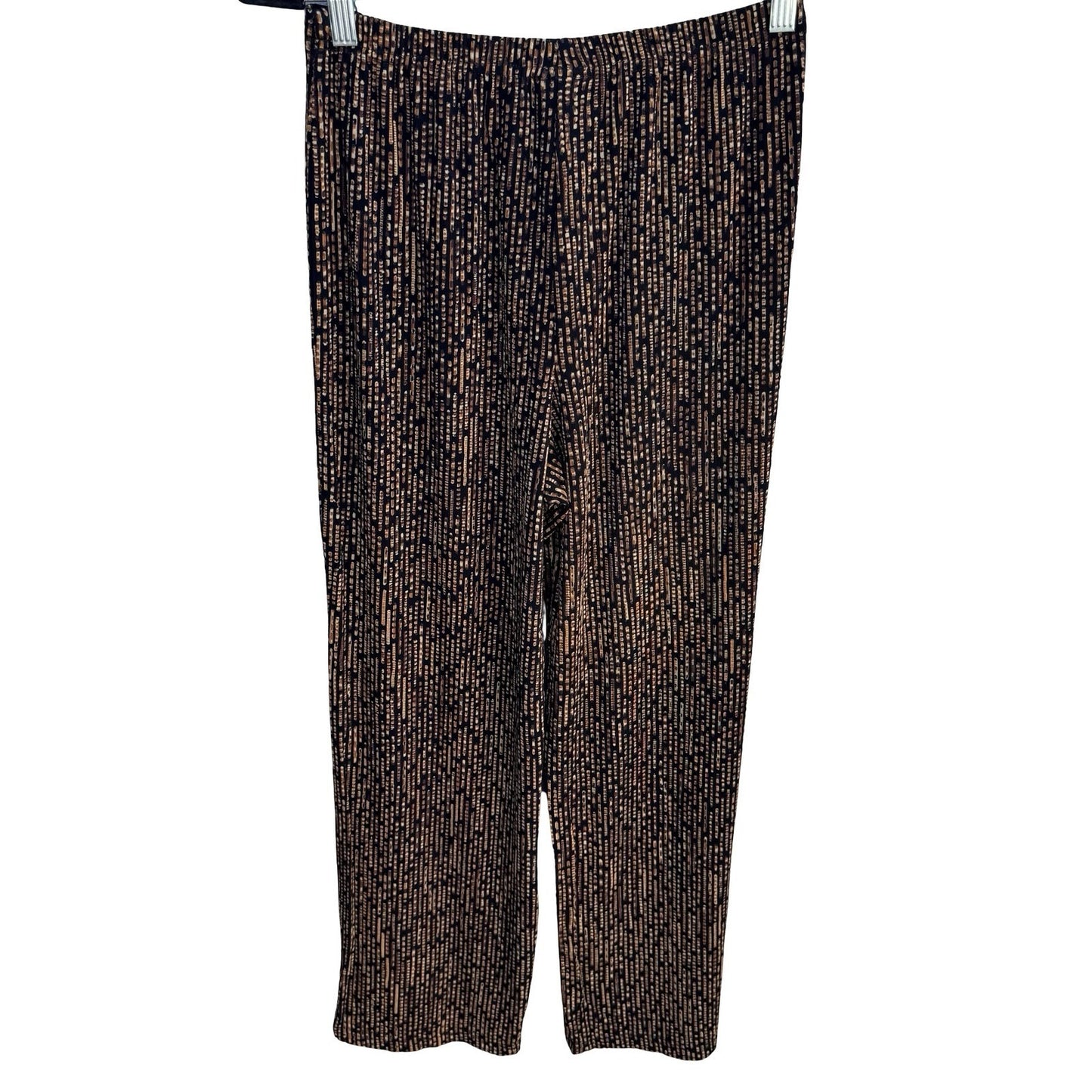 Coldwater Creek Womens Medium Wide Leg Pants Brown Black Striped Elastic Waist