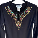 Switch Joseph A. Black Embellished Beaded Sequin V-Neck Long-Sleeve Knit Sweater Top L 2 image