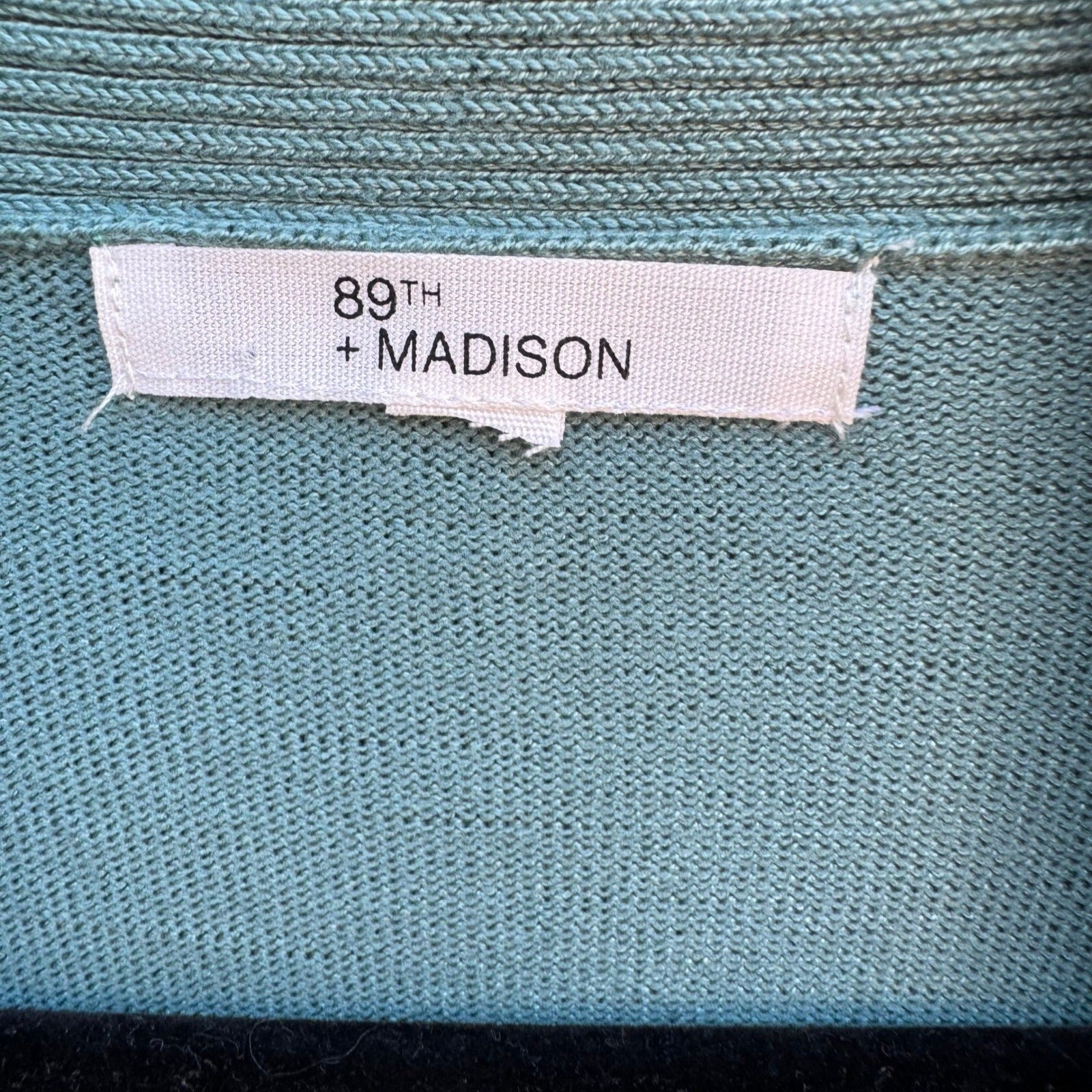 89th + Madison Coastal Layering Minimalist Open Front Shawl Collar Cardigan Teal
