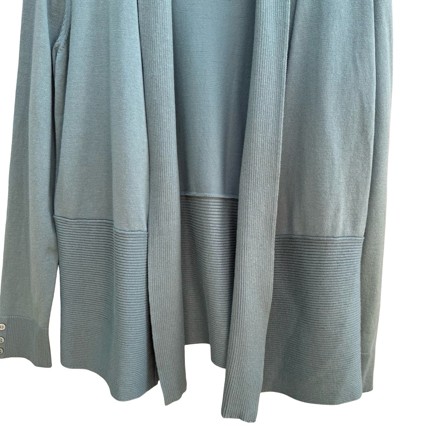 89th + Madison Coastal Layering Minimalist Open Front Shawl Collar Cardigan Teal