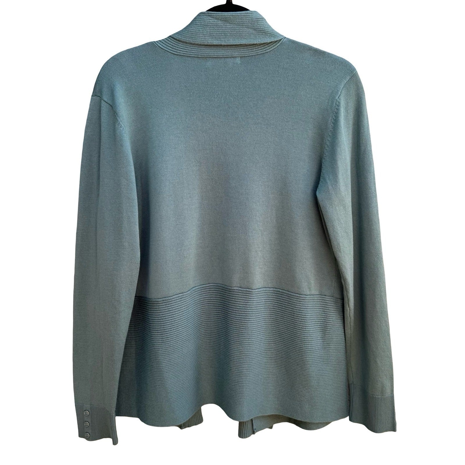 89th + Madison Coastal Layering Minimalist Open Front Shawl Collar Cardigan Teal