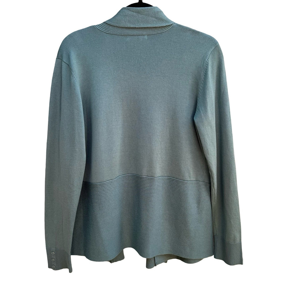 89th + Madison Coastal Layering Minimalist Open Front Shawl Collar Cardigan Teal