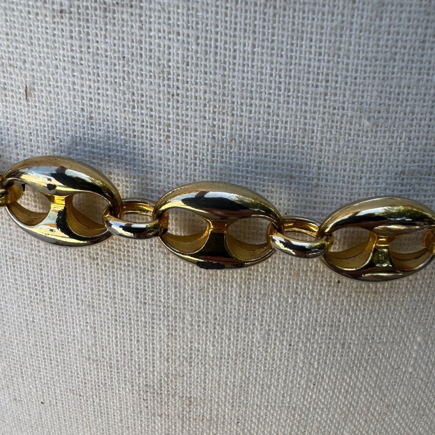Vintage Y2K Glam Gold Tone Heart Charm Locket Dangle Link Chain Belt Adjustable