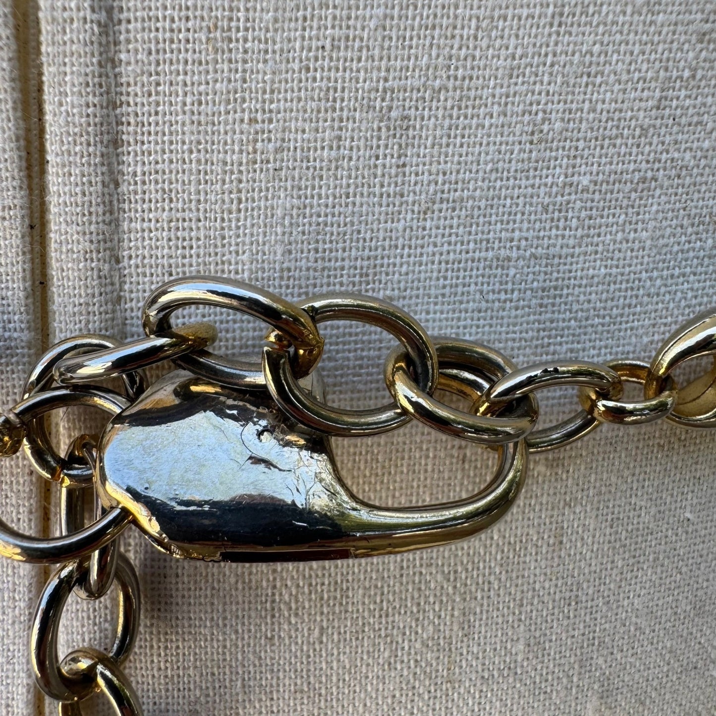 Vintage Y2K Glam Gold Tone Heart Charm Locket Dangle Link Chain Belt Adjustable