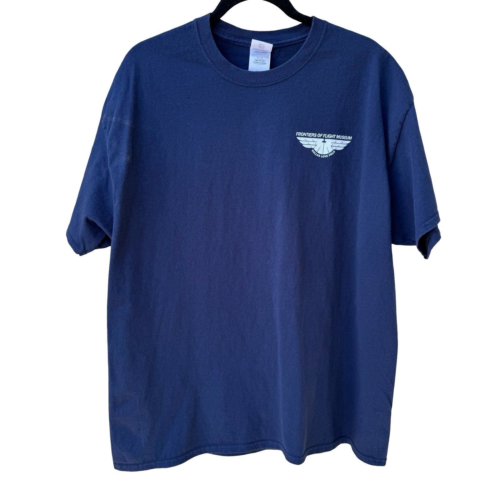 Gildan Frontiers of Flight Museum Apollo VII Navy Blue Graphic T-Shirt Mens XL