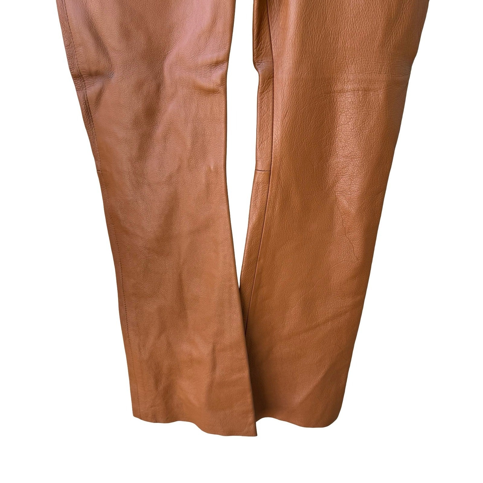 Frankie B Y2K Western Boho Biker Moto Leather Lace Up Pants Cognac Whipstitch XS