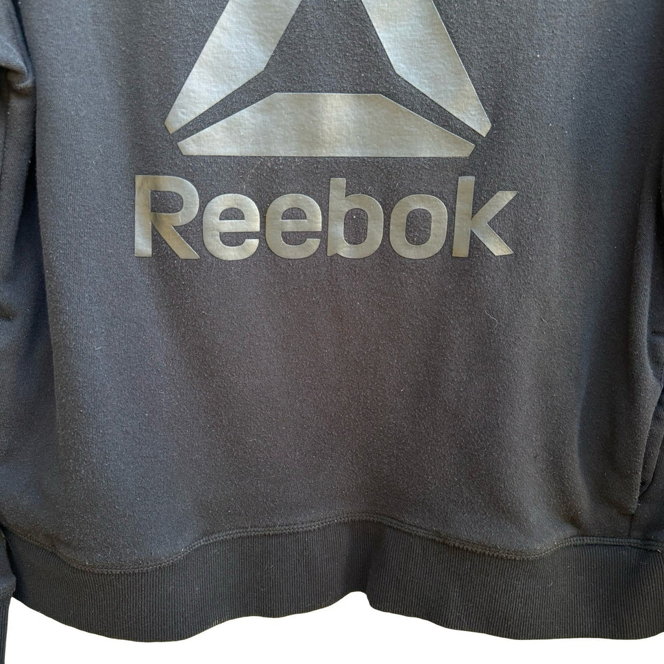 Reebok Athleisure Sporty Gym Tonal Delta Logo Crewneck Sweatshirt Black Womens S