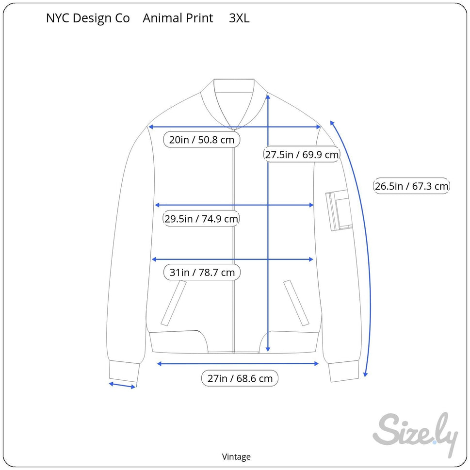 New York City Design Co Vintage Womens Oversized Silk Animal Print Bomber Jacket 3X