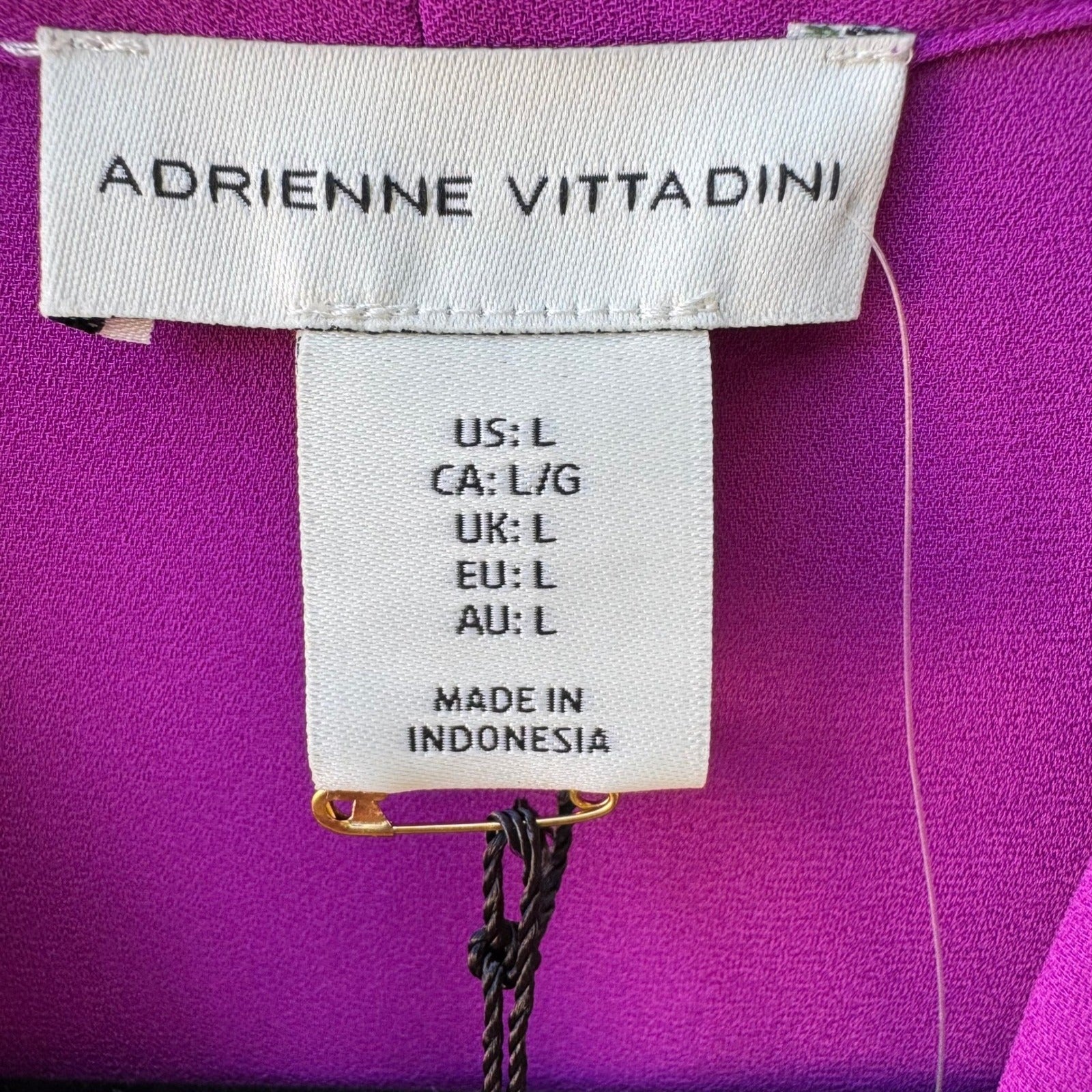 Adrienne Vittadini Professional Minimalist Sleeveless Pleated Neck Blouse L NEW