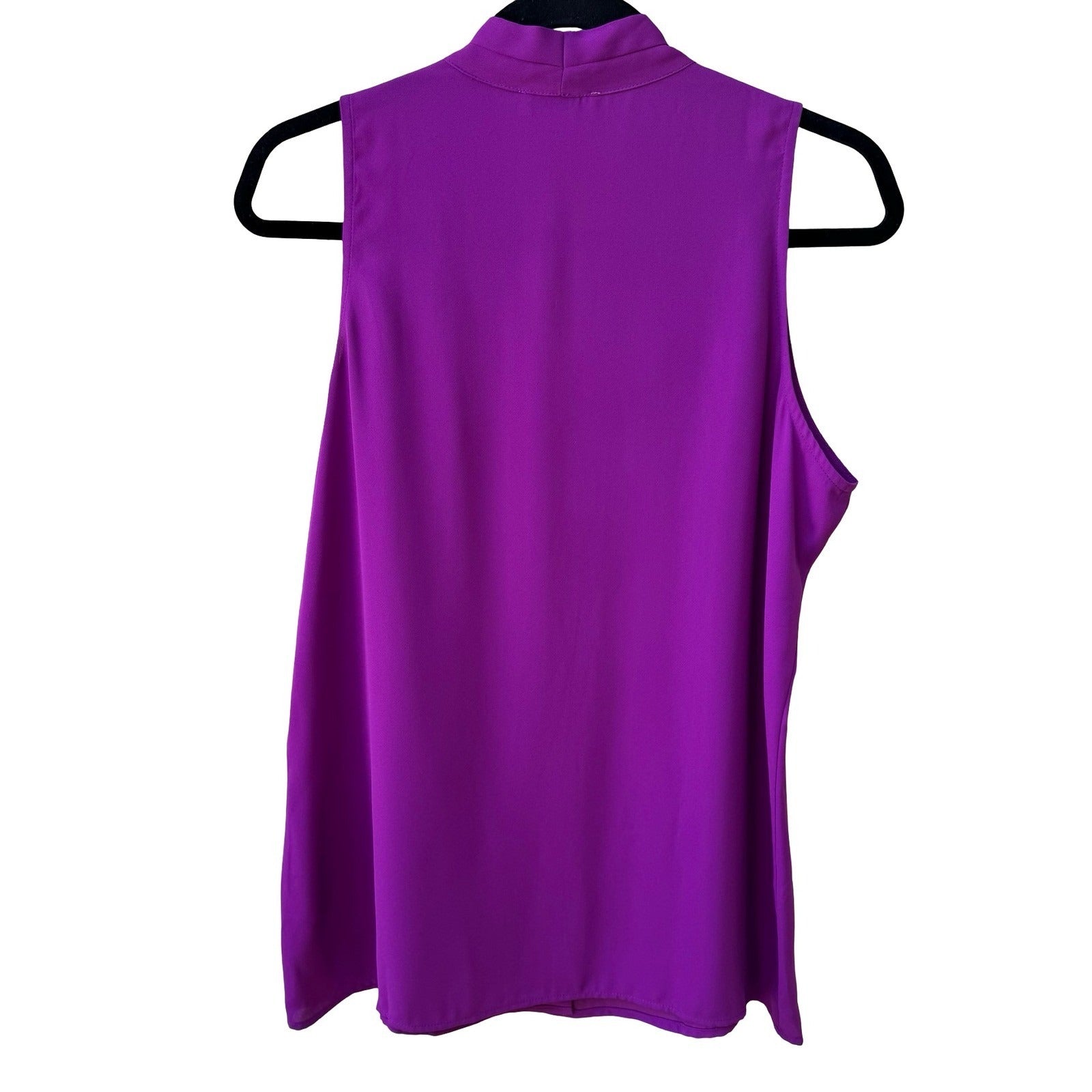 Adrienne Vittadini Professional Minimalist Sleeveless Pleated Neck Blouse L NEW