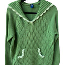 Switch High Sierra Cottagecore Cable Knit Crochet Trim Cotton Hoodie Sweater Green XL 3 image