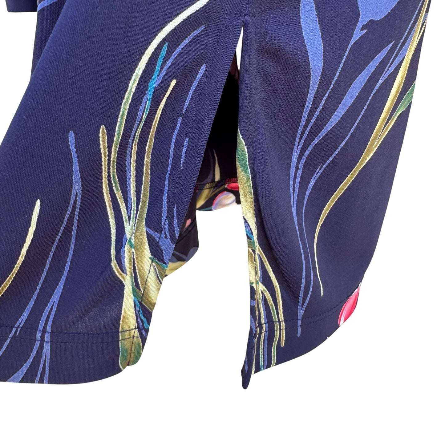 Graver Studio Womens Navy Floral Print 3/4 Sleeve Stretch Tunic Top Blouse New S