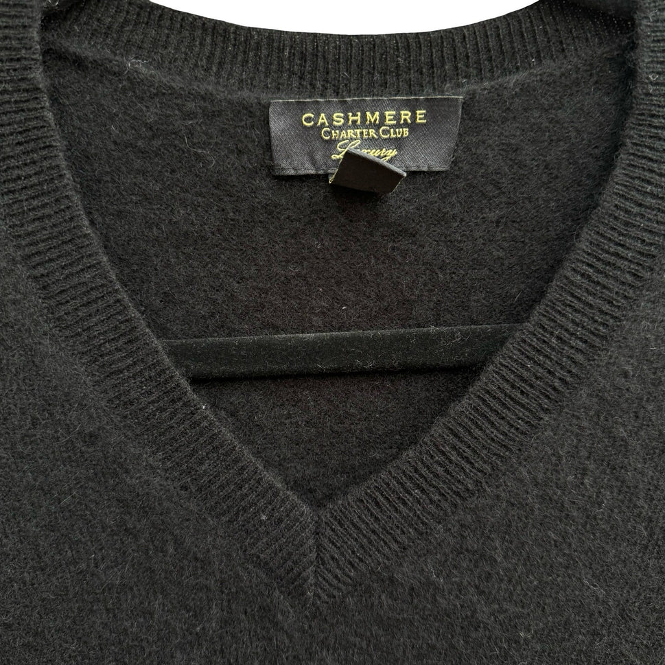 Charter Club Luxury Cashmere Quiet Luxury Old Money Preppy Cozy Sweater Black M