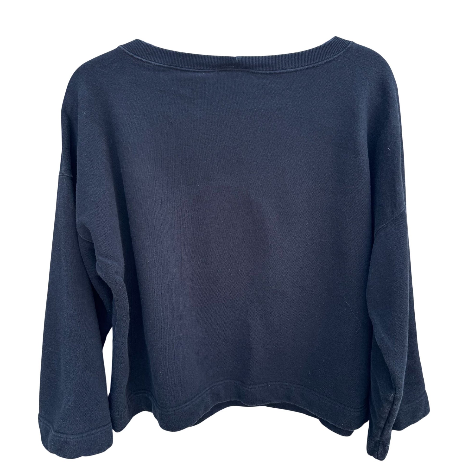 DKNY Black 3/4 Sleeve Boat Neck Sweatshirt Womens L French Terry Minimalist