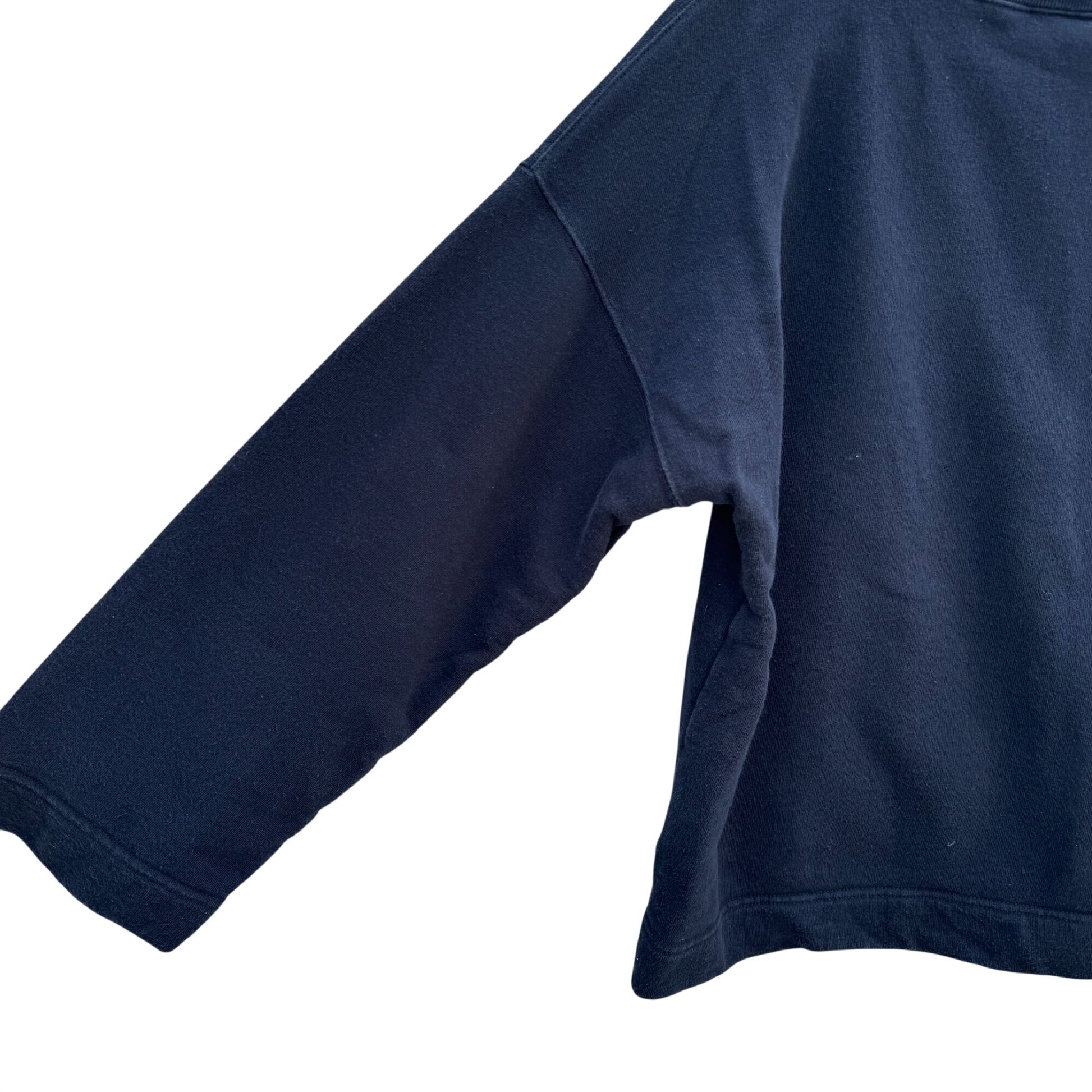 DKNY Black 3/4 Sleeve Boat Neck Sweatshirt Womens L French Terry Minimalist