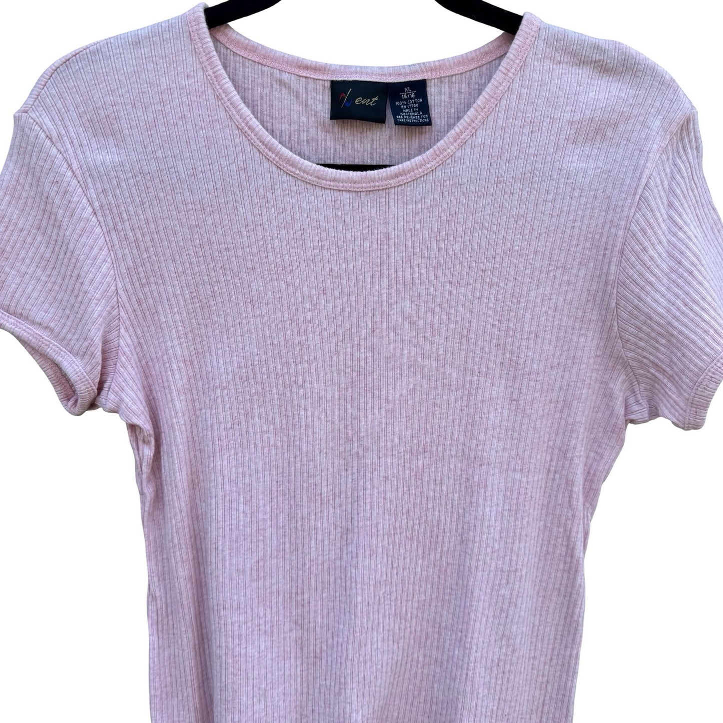 Ent 90s Y2K Pastel Pink Ribbed Baby Tee Short Sleeve Top XL Soft Girl Balletcore