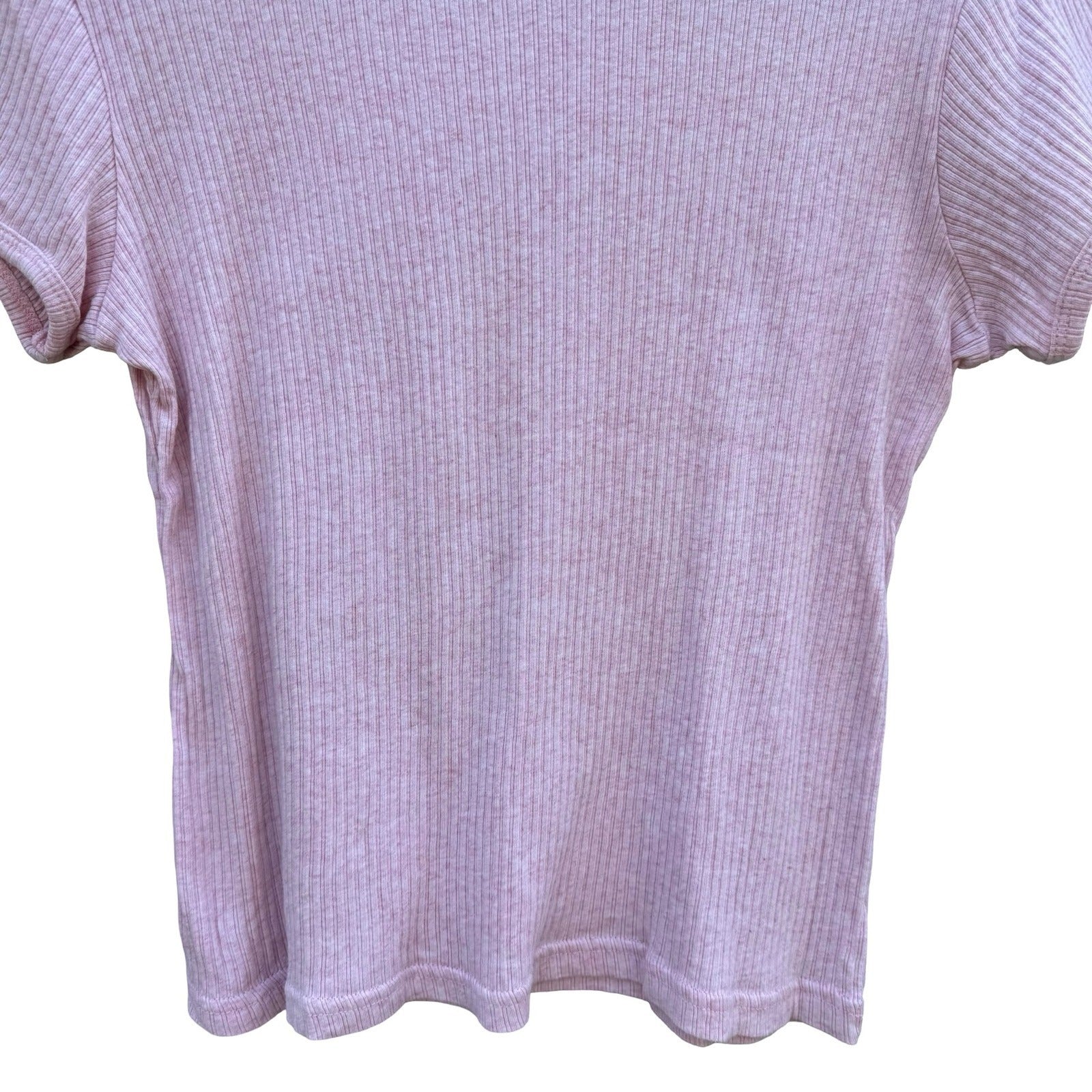 Ent 90s Y2K Pastel Pink Ribbed Baby Tee Short Sleeve Top XL Soft Girl Balletcore