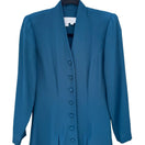 Switch Warren Petites Vintage Teal Blue Button Front Pleated Long Sleeve Dress Size 2 3 image