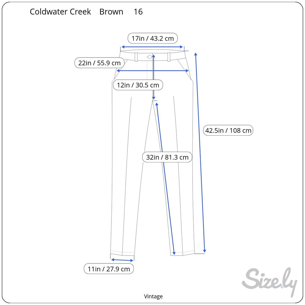 Coldwater Creek Vintage Womens Brown Straight Leg Stretch Flat Front Pants 16