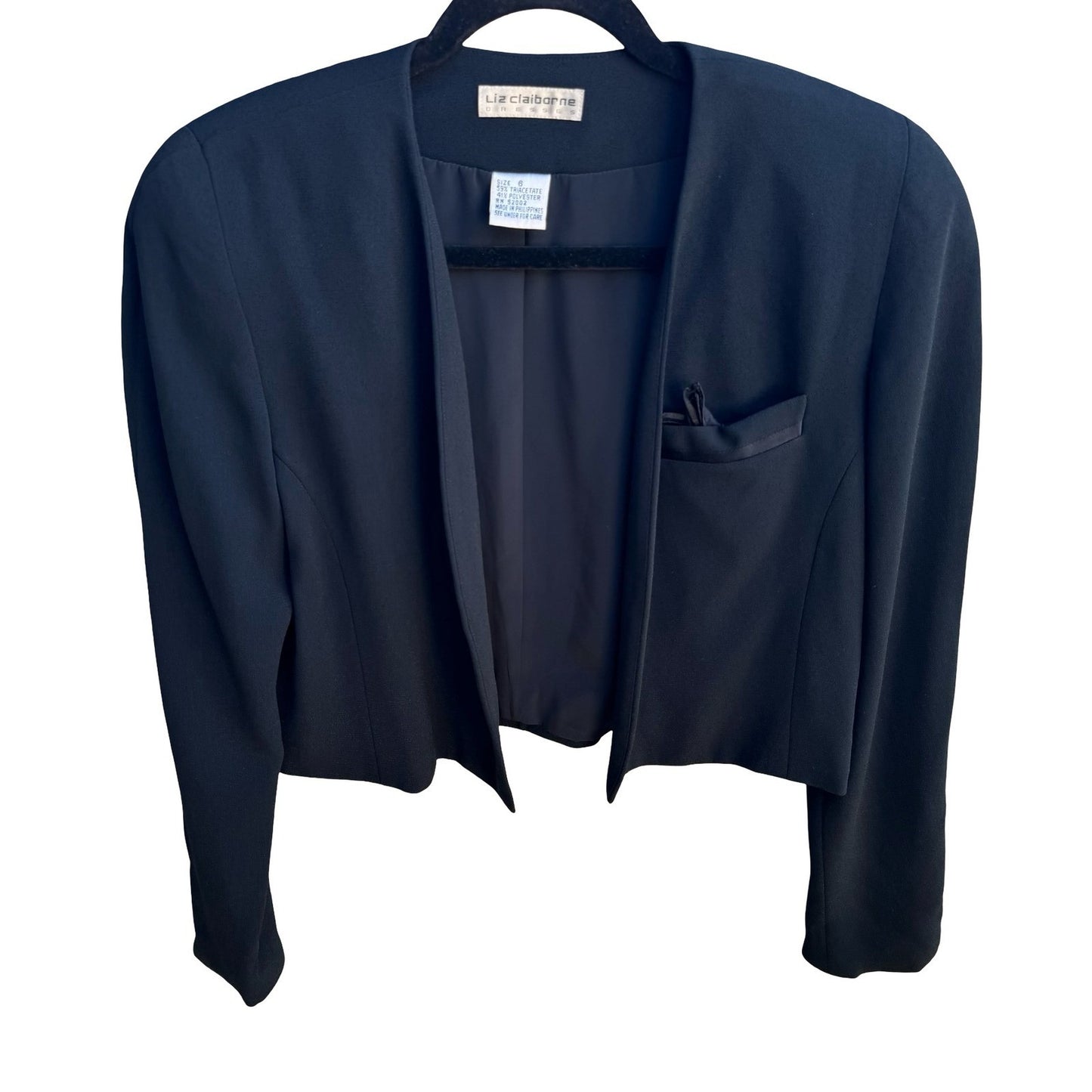 Liz Claiborne Vintage 90s Whimsigoth Cropped Open Blazer Jacket Bolero Shrug 6