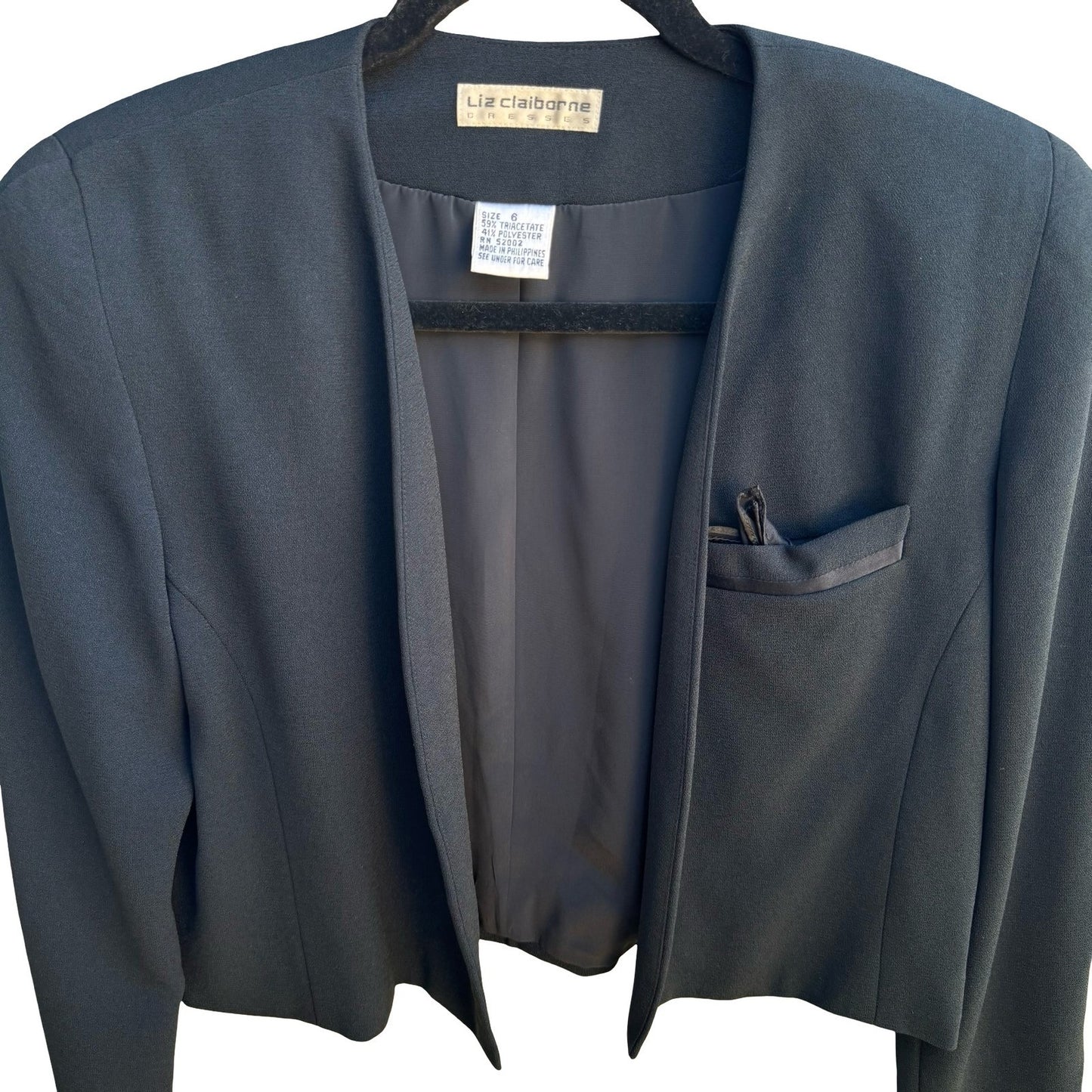 Liz Claiborne Vintage 90s Whimsigoth Cropped Open Blazer Jacket Bolero Shrug 6