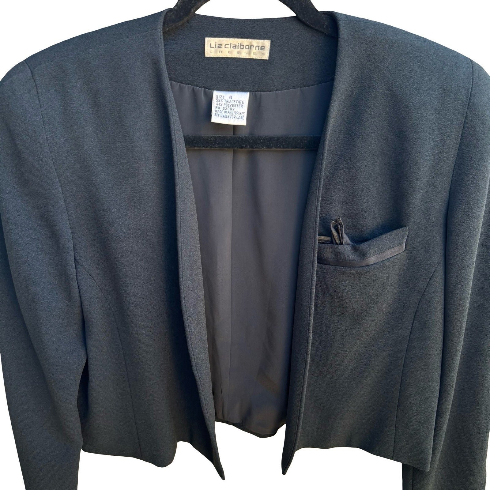 Liz Claiborne Vintage 90s Whimsigoth Cropped Open Blazer Jacket Bolero Shrug 6