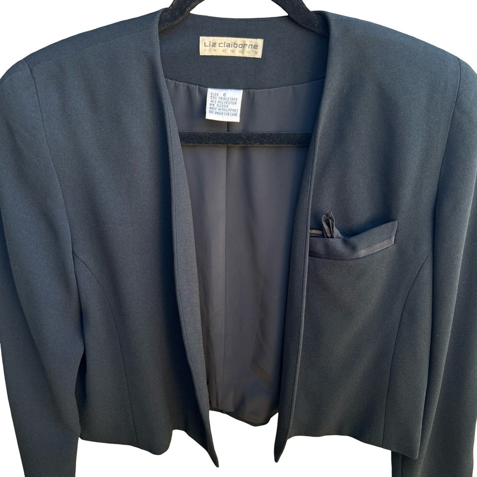 Liz Claiborne Vintage 90s Whimsigoth Cropped Open Blazer Jacket Bolero Shrug 6