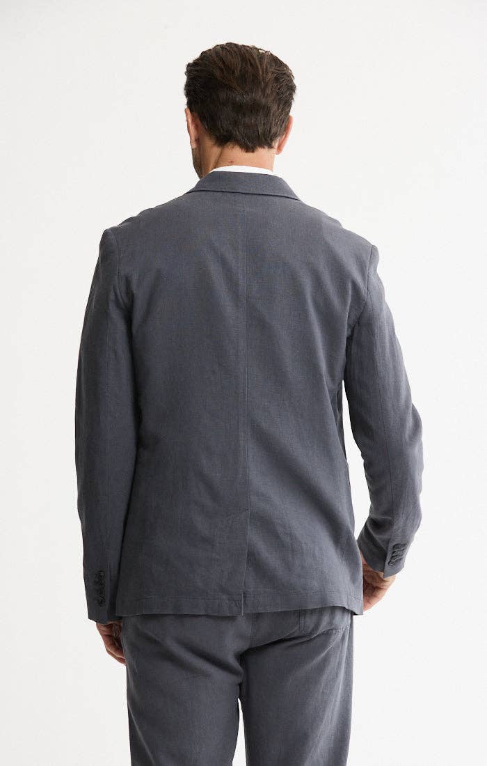 Linen Blend Blazer: INDIGO / L