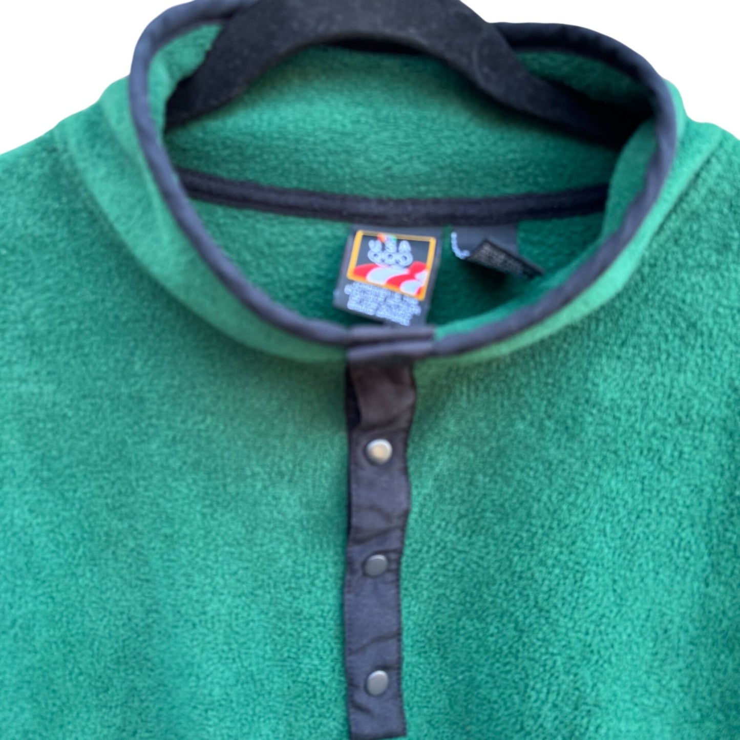 USA Olympics JC Penney Unisex Green High Collar 1/4 Button Fleece Pullover L/G