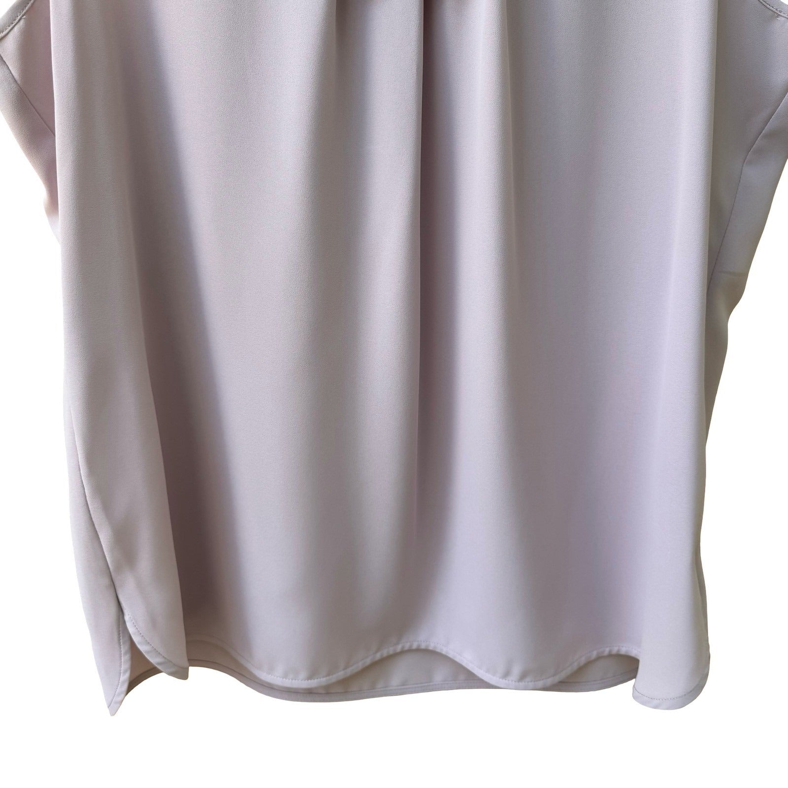 Anne Klein Feminine Minimalist Career Pleat Scoop Neck Blouse Pastel Pink L NEW