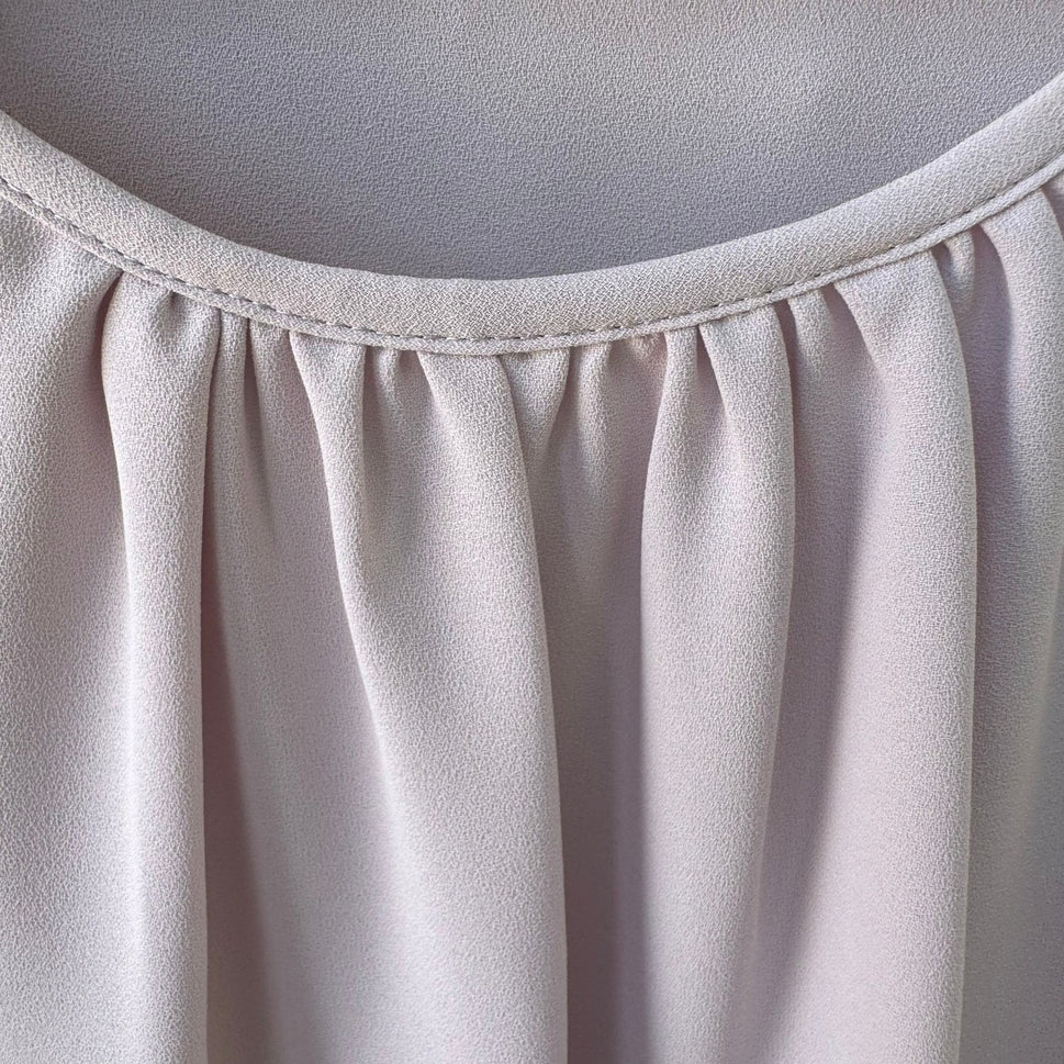 Anne Klein Feminine Minimalist Career Pleat Scoop Neck Blouse Pastel Pink L NEW