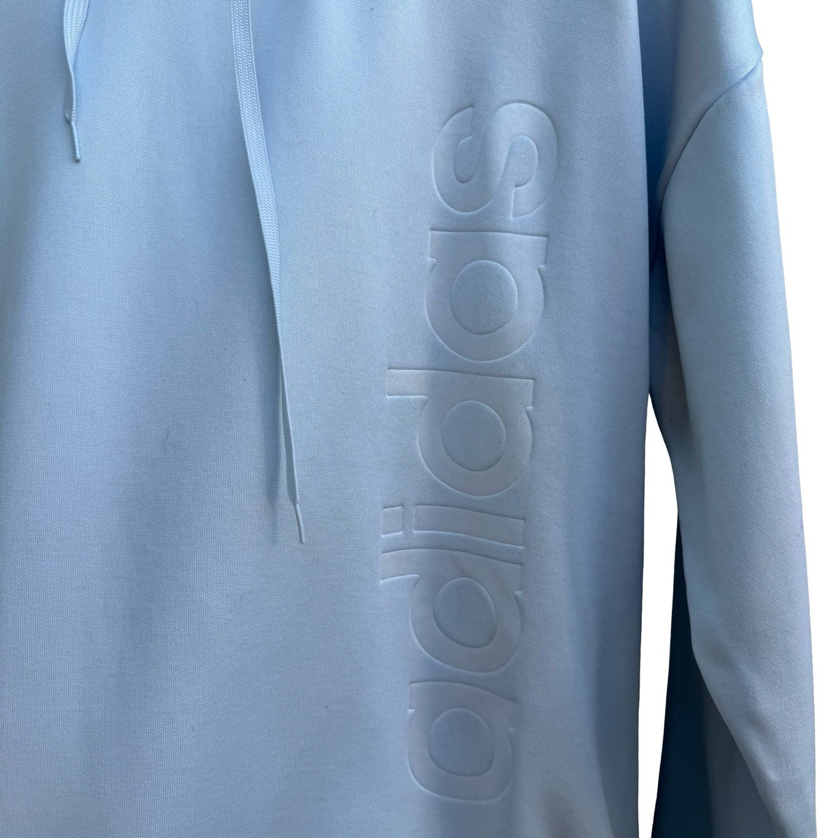 Adidas Aeroready Embossed Logo Mesh Hood Pullover Hoodie Pastel Blue Womens L