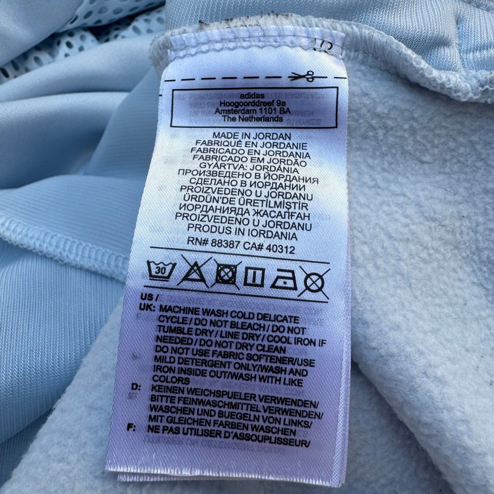 Adidas Aeroready Embossed Logo Mesh Hood Pullover Hoodie Pastel Blue Womens L