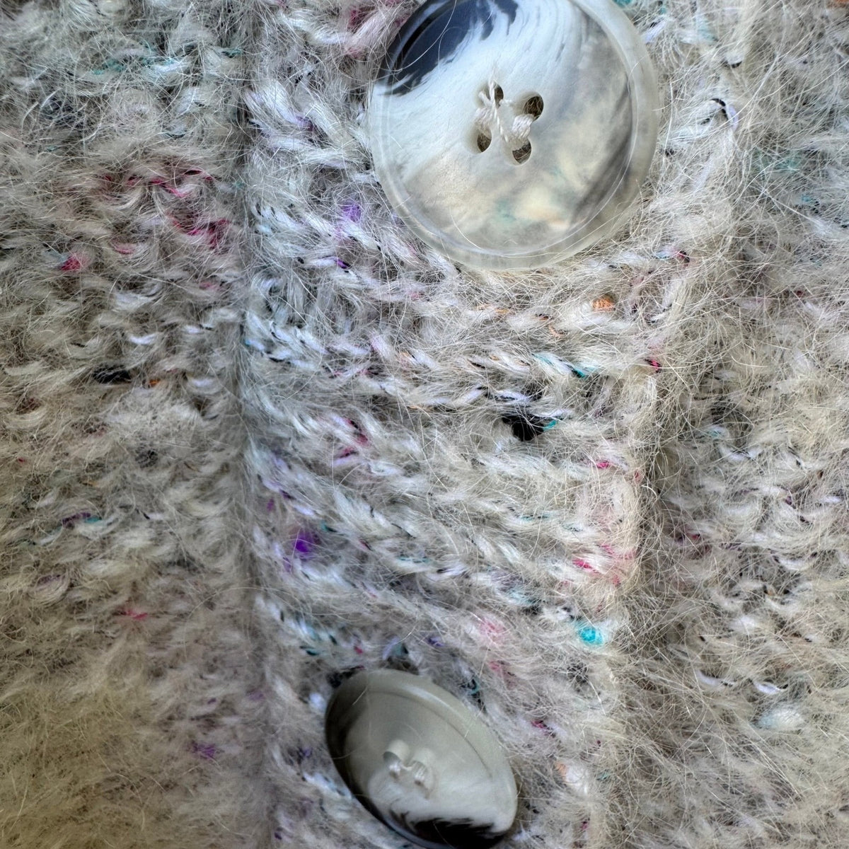 525 America Vintage Granola Girl Oversize Fuzzy Confetti Knit Cardigan Sweater M