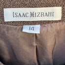 Switch Isaac Mizrahi Brown Woven Mandarin Collar Blazer Jacket Womens 14 Vintage Style 2 image