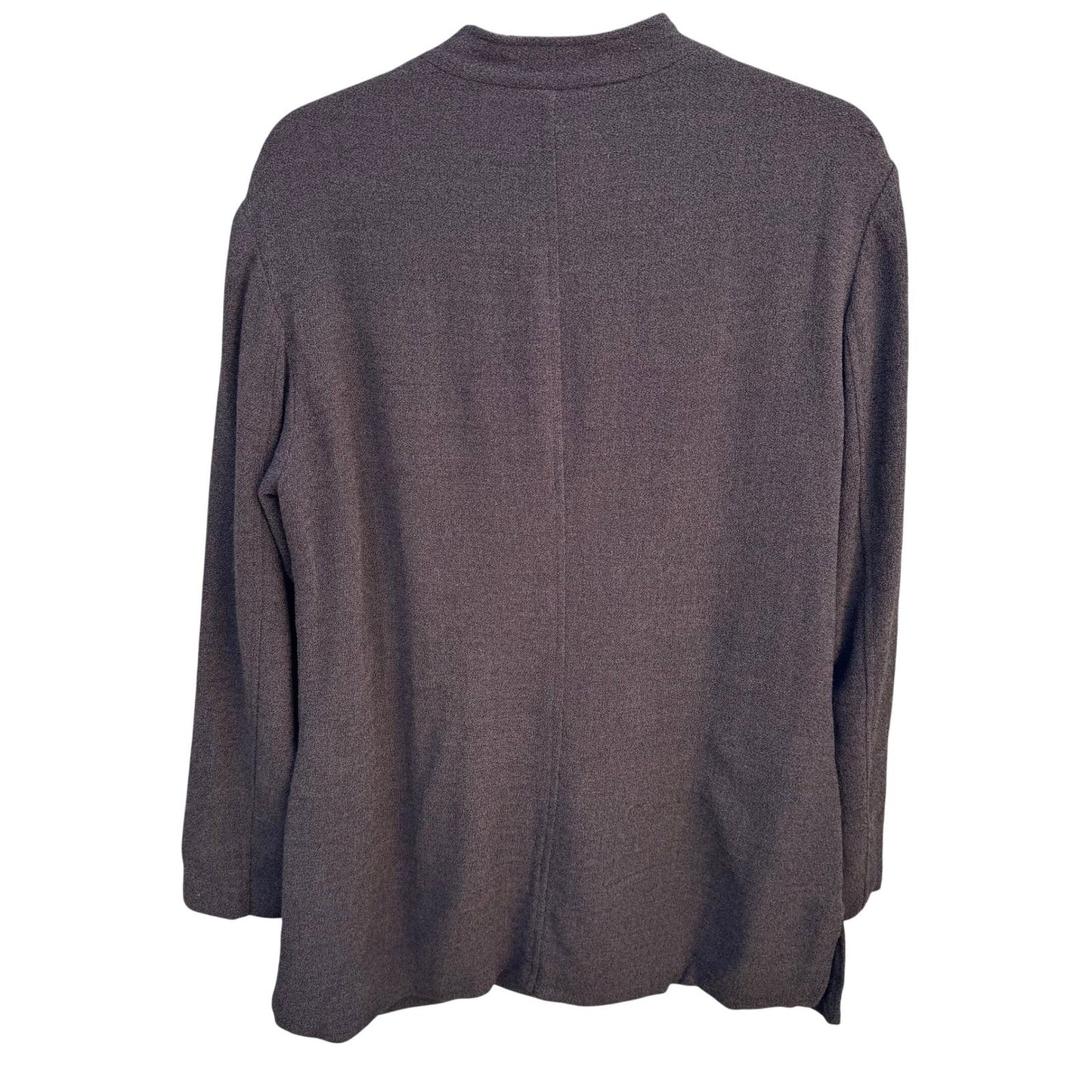 Isaac Mizrahi Brown Woven Mandarin Collar Blazer Jacket Womens 14 Vintage Style