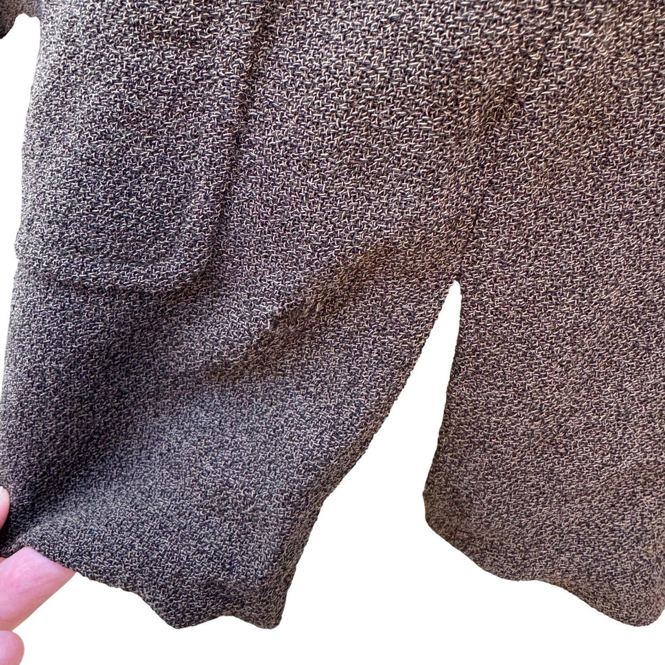 Isaac Mizrahi Brown Woven Mandarin Collar Blazer Jacket Womens 14 Vintage Style