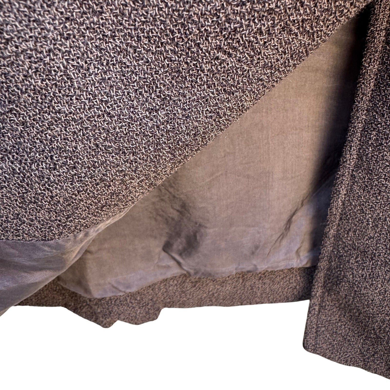 Isaac Mizrahi Brown Woven Mandarin Collar Blazer Jacket Womens 14 Vintage Style