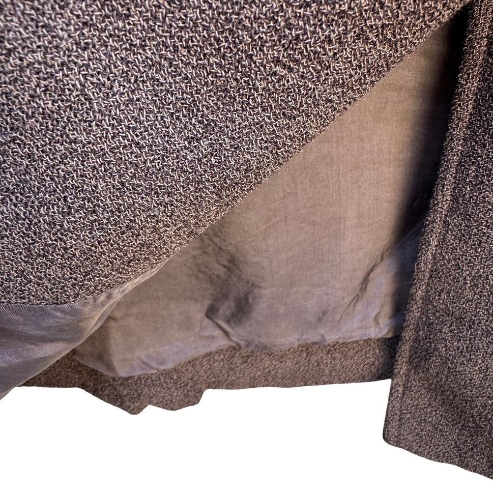 Isaac Mizrahi Brown Woven Mandarin Collar Blazer Jacket Womens 14 Vintage Style