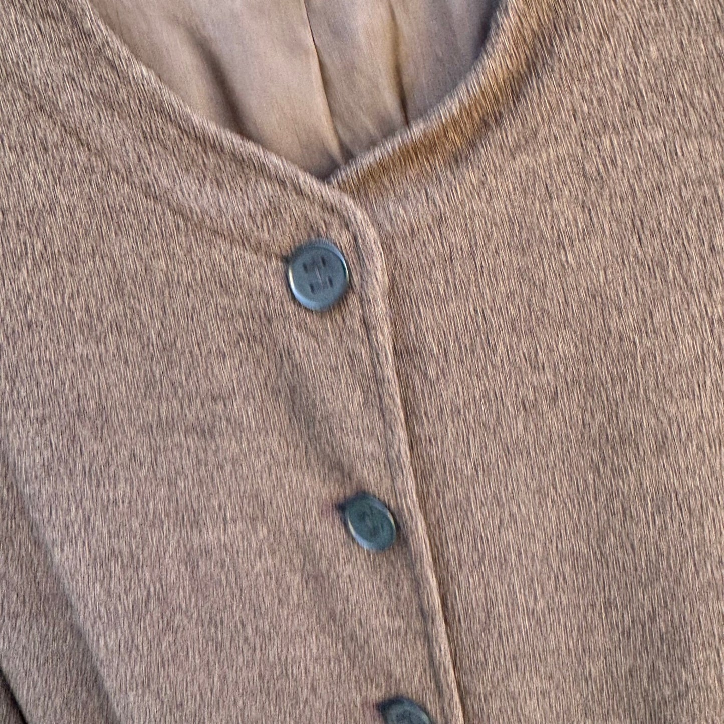 Isaac Mizrahi Brown Woven Mandarin Collar Blazer Jacket Womens 14 Vintage Style