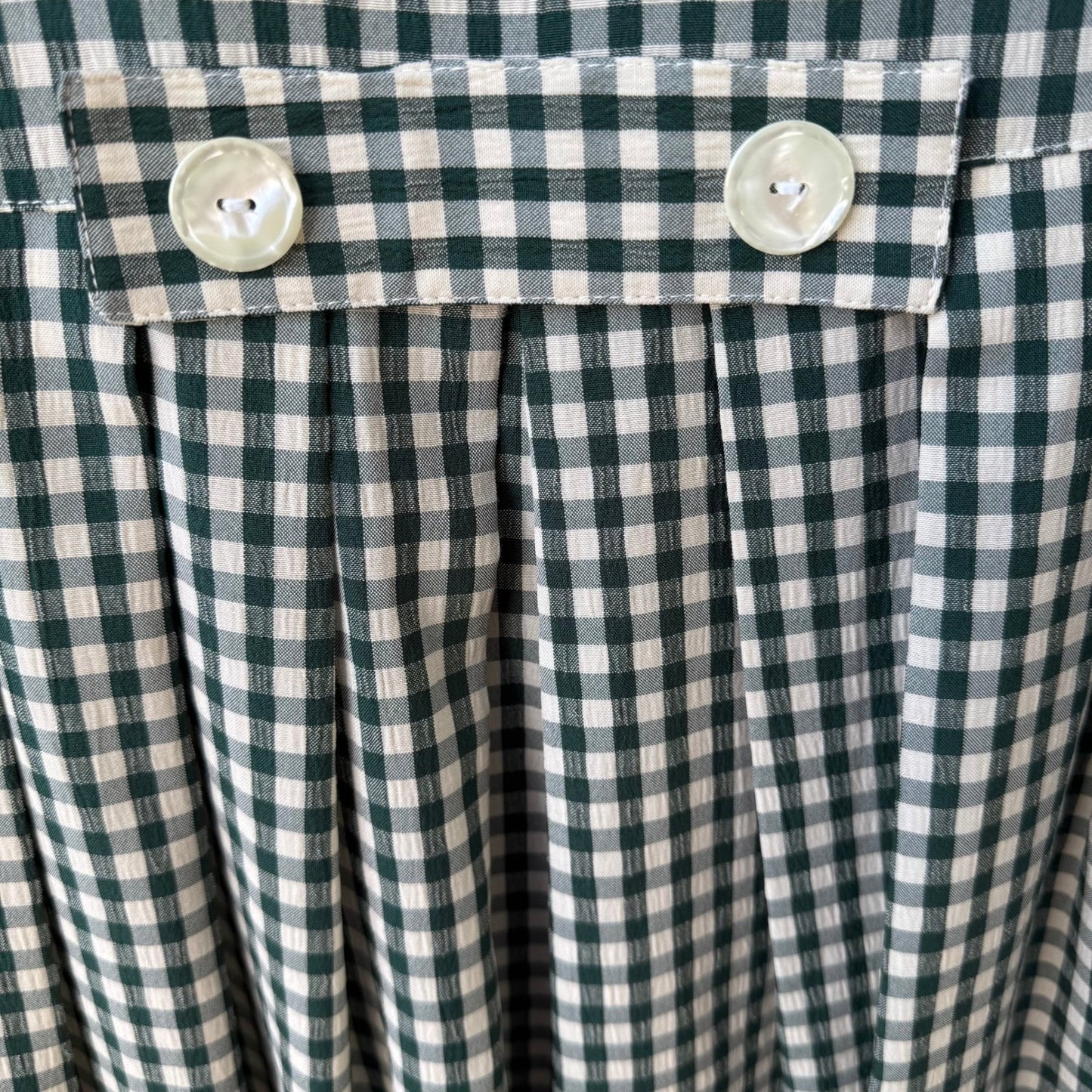 Miss Dorby Vintage Green Gingham Midi Dress Peter Pan Collar Short Sleeve Sze 16