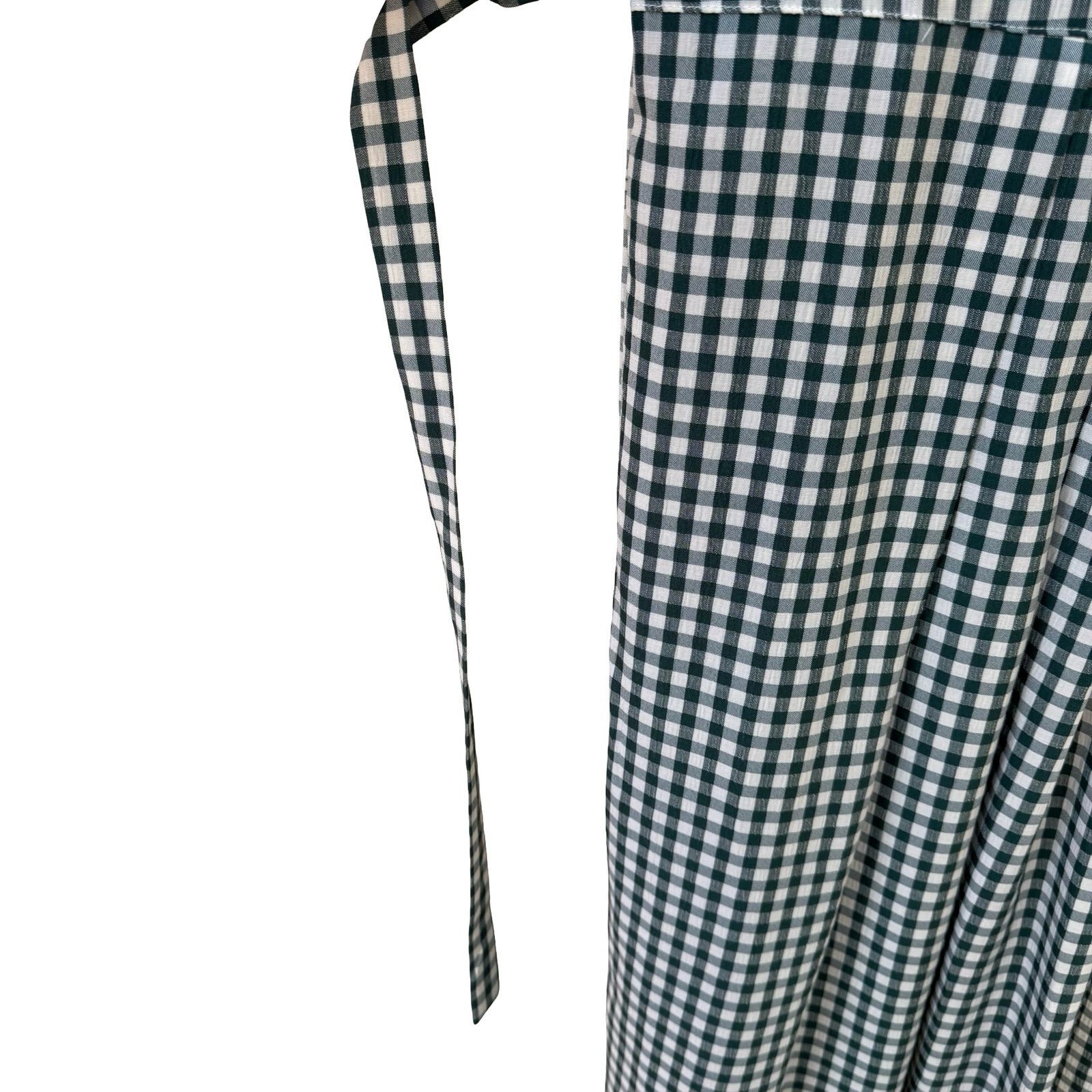 Miss Dorby Vintage Green Gingham Midi Dress Peter Pan Collar Short Sleeve Sze 16