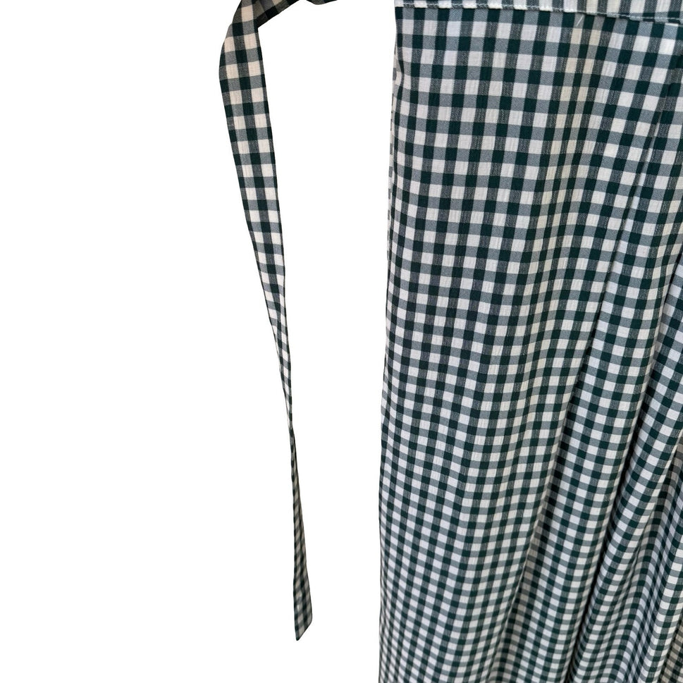 Miss Dorby Vintage Green Gingham Midi Dress Peter Pan Collar Short Sleeve Sze 16
