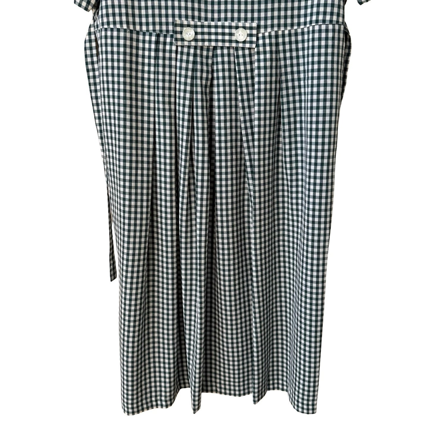 Miss Dorby Vintage Green Gingham Midi Dress Peter Pan Collar Short Sleeve Sze 16